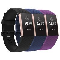adepoy Compatible with Fitbit Charge 3 Bands for Women Men Large Small, Adjustable Replacement Wristbands for Fitbit Charge 3 and Fitbit Charge 3 SE, 3 Pack, Black, Navy, Purple, Small