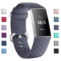 adepoy Compatible with Fitbit Charge 3 Bands for Women Men Large Small, Adjustable Replacement Wristbands for Fitbit Charge 3 and Fitbit Charge 3 SE, BlueGray, Large