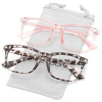 MEETSUN Blue Light Blocking Glasses, Anti Eye Strain Headache (Sleep Better),Computer Reading Glasses UV400 Transparent Lens (Leopard + Pink 2 PACK, 53)