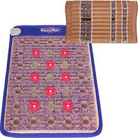 GemsMat - Regis- Far Infrared Amethyst Jade Tourmaline Crystal Heat Stone Mat (32"L x 20"W) -Isabella Memory Foam Tan Pillow Combo - Red Light 8 Photon FIR Therapy -FDA Reg Manufacturer- Heating Pad