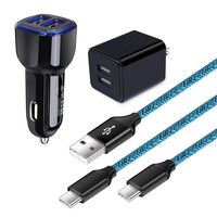 USB C Charger Set, Amtobo Dual Port USB Wall Plug with 2 Pack Fast Charging Type C Cord Compatible with Samsung Galaxy S10e/S10/S10+/S9/S9+/A10e/A50/A70/A80/Note10/9,Google Pixel 3/3a/2XL etc (Blue)