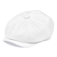 BOTVELA Men's 8 Piece Newsboy Flat Cap 100% Cotton Gatsby Ivy Golf Cabbie Hat (White, M)