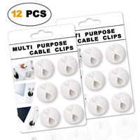 Cable Clips, Cable Organizer, Cord Management System, Wire Holder, Self Adhesive Desktop Cable Organizer for Computer Electrical Charging or Mouse USB Cord, Office, Home, Car (12 White)