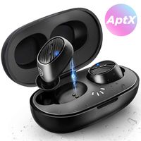 Bomaker True Wireless Earbuds Bluetooth 5.0 in-Ear Stereo Headphones, Built in Mic Headset, AptX Pumping Bass, Graphene Drivers, Secure Fit, One-Step Pairing, IPX7 Sweatproof for Work, Sports, Gym