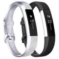 Tobfit Waterproof Sport Bands Compatible with Fit bit Alta/Alta HR/Ace, Soft TPU Replacement Wristbands, Small, Silver/Black