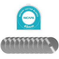 NICAPA 45mm Rotary Cutter Blades for Fiskars/Olfa/Dafa/Martelli Gingher Truecut Crafting Sewing Quilting Great for Fabric,Sewing, Leather and Paper,10pcs