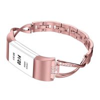 Wearlizer Replacement for Fitbit Charge 2 Bands for Women Metal Bangle/Bracelet/Assesories/Straps/Wrist Band for Fitbit Charge hr 2 Women Small Large X- Pink Gold