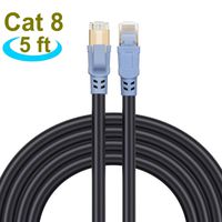 Cat 8 Ethernet Cable 5 Ft Internet Network Cord, Higher Speed Than Cat 7 Cable, 26AWG 40Gbps 2000Mhz SSTP Cat 8 Cable with Gold Plated RJ45 Connector for Router, Modem, Gaming, Xbox (5ft / 1.5m)