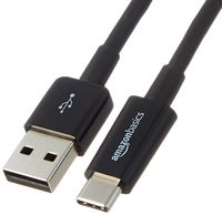 AmazonBasics USB Type-C to USB-A 2.0 Male Cable - 9 Feet (2.7 Meters) - Black, 5-Pack