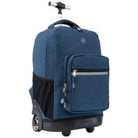 WEISHENGDA 18 inches Wheeled Rolling Backpack for Boys and Girls School Student Books Laptop Travel Trolley Bag, Dark Blue