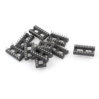 Uxcell a15012900ux0202 2.54 mm 2 Row 16 Pins Round Hole DIP IC Chip Socket Adaptor, 10 Pieces