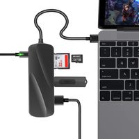 USB C Hub, KEXIN 5 in1 USB Type C Adapter with USB C to USB C Charging Port, 2 USB 3.0 Port, SD & Micro SD Card Readers for MacBook PRO 2017/2016, MacBook 2017/2018,  Google Chromebook, Samsung S9