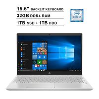 2020 HP Pavilion 15.6 Inch FHD 1080P Touchscreen Laptop (Intel Core i7-1065G7 up to 3.9GHz, 32GB DDR4 RAM, 1TB SSD (Boot) + 1TB HDD, Intel Iris Plus, Backlit KB, HDMI, WiFi, Bluetooth, Win10)