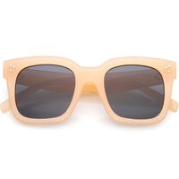 zeroUV - Bold Flat Lens Oversized Square Frame Horn Rimmed Sunglasses 50mm (Frost Peach/Smoke)