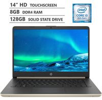 2019 Newest HP 14" HD SVA BrightView Micro-Edge WLED-Backlit Touchscreen Laptop, Intel Core i3-8145U Processor up to 3.90GHz, 8GB RAM, 128GB M.2 SSD, HDMI, Wi-Fi, Bluetooth 4.2, Windows 10, Pale Gold