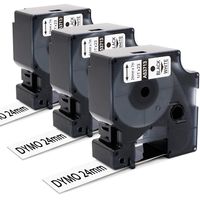 Compatible DYMO Standard D1 53713 Labeling Tape, Black on White Tape, 1 Inch(24mm) x 23 Feet, for DYMO LabelManager and LabelWriter Duo Label Makers, 3 Cartridges