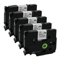 NEOUZA 5PK Compatible for Brother P-Touch Laminated TZe TZ Label Tape Cartridge 18mm x 8m (TZe-141 Black on Clear)