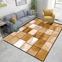 geometric Area Rug Dorm, Faded Tiles Wood Cubes Squares Geometric Inspired Modern Simple Urban Boho Art Decorative, Durable Carpet Area rug - Living Dinning Room Bedroom Rugs and Carpets(2.5'x 7')