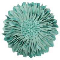 JWH Handmade 3D Flowers Accent Pillow Round Sunflower Cushion Decorative Pillowcase with Pillow Insert Home Sofa Bed Living Room Decor Gift 12 Inch / 30 cm Velvet Dark Sea Green