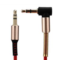 Lefthigh 3.5mm Jack Elbow Male to Male Stereo Headphone Car Aux Audio Extension Cable (Red)