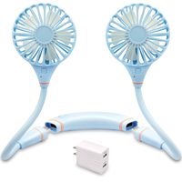 Hanging Neck Fan Portable Personal Fan Mini USB Fan Rechargeable Handheld Small Fan Wearable Sports Fan Detachable Newest Upgraded with 2200mAh 3 Speeds 360° Adjustment for Home Office Outdoor (Blue)