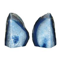 JIC Gem: Polished Dyed Blue Agate Bookend(s) - 1 Pair - 2 to 3 Lbs