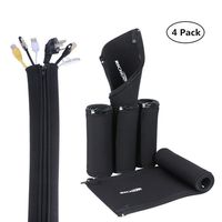 RICHEN Cable Cover Management,19.6 X 5.3 inch Cable Sleeves Neoprene Adjustable Cable Organizer Pc Cover Holder Wrap for Desk TV Computer Television Home Office,Pack of 4,Black