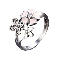 Ring, Balakie Lady Floral Transparent Diamond Flower Vine Leaf Rings Wedding Gift (Pink, 9)