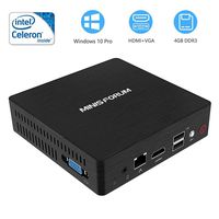 Mini PC, Intel Celeron N3060 Processor Mini Desktop Computer 4G DDR3/64GB eMMC with Windows 10 Pro, HDMI+VGA Dual Display/4K/USB 3.0/BT 4.2/Dual WiFi with Cooling System, TDP Unlocker