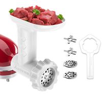 Antree Food Grinder Attachment for KitchenAid Stand Mixers, Includes Two Stainless Steel Blades and Grinding Plates, White
