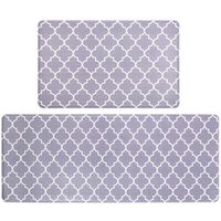 HEBE Anti Fatigue Kitchen Mats Set of 2 Thick Cushioned Kitchen Rugs Runner Set 2 Pack Non Slip Comfort Floor Mat Heavt Duty Standing Mats Waterwroof (18"x27"+18"x48")