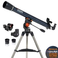 Celestron - AstroMaster 70AZ Refractor Telescope - Refractor Telescope for Beginners - Fully-Coated Glass Optics - Adjustable-Height Tripod - BONUS Astronomy Software Package