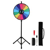 Voilamart 18 Inch Prize Wheel with Tripod Floor Stand Foldable 14 Slots with Color Dry Erase Trade Show Fortune Spinning Game