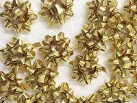 PEPPERLONELY Brand 20PC Peel & Stick 1-1/4" Metallic Gold Mini Star Confetti Bows Christmas Gift Wrap Bows