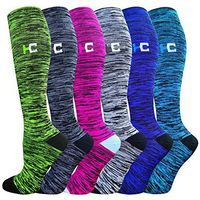 Compression Socks For Women&Men 1/3/6 Pairs - Best Medical for Running Athletic Flight Travel Circulation Recovery, 20-30mmHg (A1-Multicoloured35- 6 Pairs, Small / Medium)