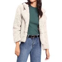 NEARTIME Women Winter Coat, Ladies Fashion Casual Fur Turn-Down Plush Outwear Long Sleeve Cardigan Jacket