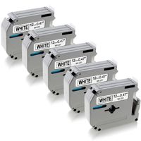 Compatible with Brother PT-M95 Tape MK-231 12mm 0.47 White Brother M Tape 12mm 1/2 M-K231s M-K231 M231 MK231 Brother M Label Maker Tape for P-Touch PT-90 PT-70BM PT-65 PT-80, 5-Pack