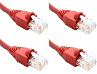 Ultra Spec Cables Pack of 4 - Red 2FT Cat6 Ethernet Network Cable LAN Internet Patch Cord RJ45 Gigabit