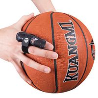 Kuangmi Adjustable Finger Support Sleeve (2 Pieces) Protector Splint Belt Bandage Pain Relief for Men Women Basketball Volleyball Tennis (S/M, Black)