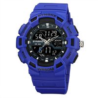 AmyDong Men's Outdoor Sport Watch Mountaineering Watch LED Digital Double Action Watch Multi-Function 50M Waterproof (Blue)