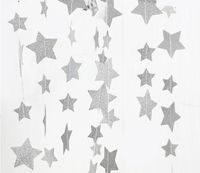 FECEDY Sparkling Star Garland Bunting for Birthday Wedding Engagement Bridal Shower Baby Shower Bachelorette Holiday Celebration Party Decorations 13 feet (Silver)