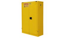 Durham FM Approved 1045S-50 Welded 16 Gauge Steel Flammable Safety Self Closing Door Cabinet, 2 Shelves, 45 gallons Capacity, 18" Length x 43" Width x 65" Height, Yellow Powder Coat Finish