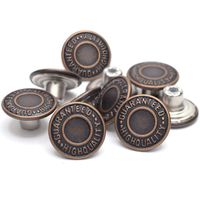 17mm Brass Jeans Buttons, No Sew Metal Buttons Tack Buttons Replacement Kit (Red Copper)