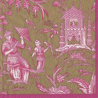 Entertaining with Caspari Cocktail Napkin, Silk Road Toile Bronze, 20-Pack