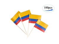 Colombia Flag Colombian Flags,100 Pcs Cupcake Toppers Flag, Country Toothpick Flag,Small Mini Stick flags Picks Party Decoration Celebration Cocktail Food Bar Cake Flags