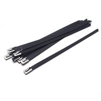 Antrader 10 Pack Stainless Steel 304 Electrical Self Locking Ball Lock Cable Ties Straps 7.9" x 0.31", PVC Spray Coating, Black
