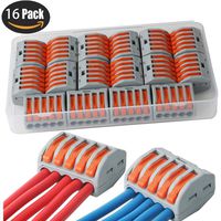 KINYOOO Lever Nut Connector Assortment Conductors 16 pcs Compact Wire Connectors 222-415, 5 jack terminals.