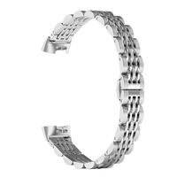 ImmSss Metal Replacement Bands Compatible for Fitbit Charge 3 and Charge 3 SE Fitness Activity Tracker, Stainless Steel Jewelry Bracelet Strap for Women Men (Silver)