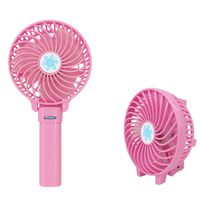 WALLER PAA Foldable Hand Fan Battery Operated USB Power Handheld Mini Fan with Hanger (Pink)