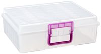 IRIS Extra Large 4" x 6" Photo and Embellishment Craft Keeper, Clear with Purple Handle